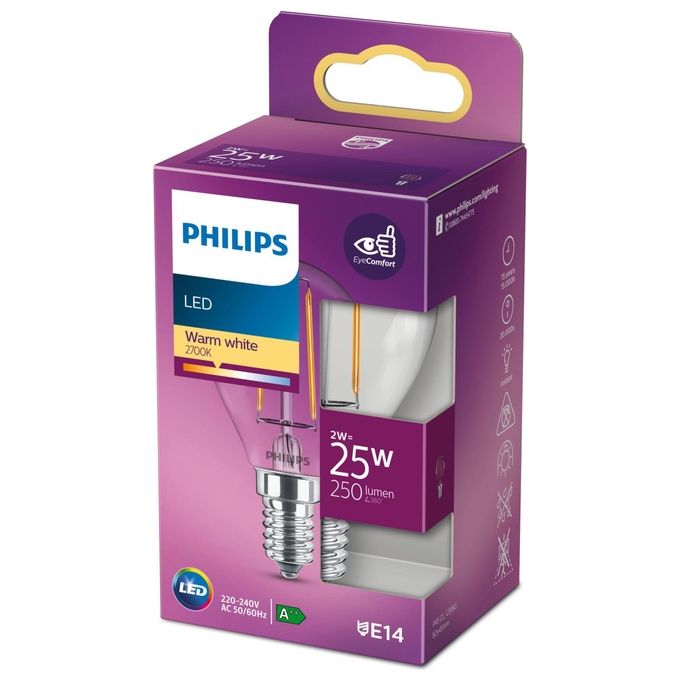 Philips Sfera Lampadina Led 25W e14 Luce Bianco Caldo