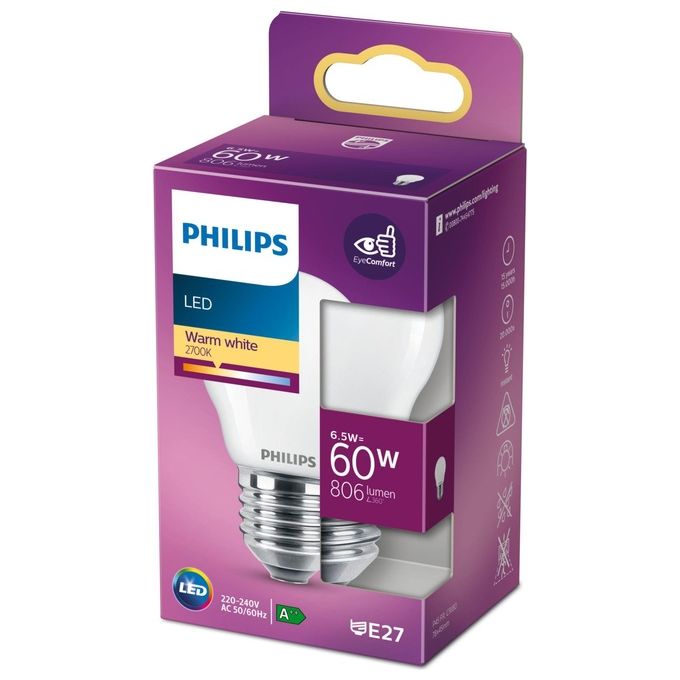 Philips Sfera Lampadina Led 60W e27 Luce Bianco Caldo