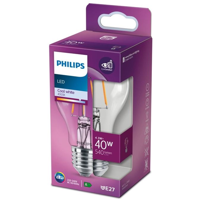 Philips Goccia Lampadina Led 40W e27 Luce Bianco Caldo