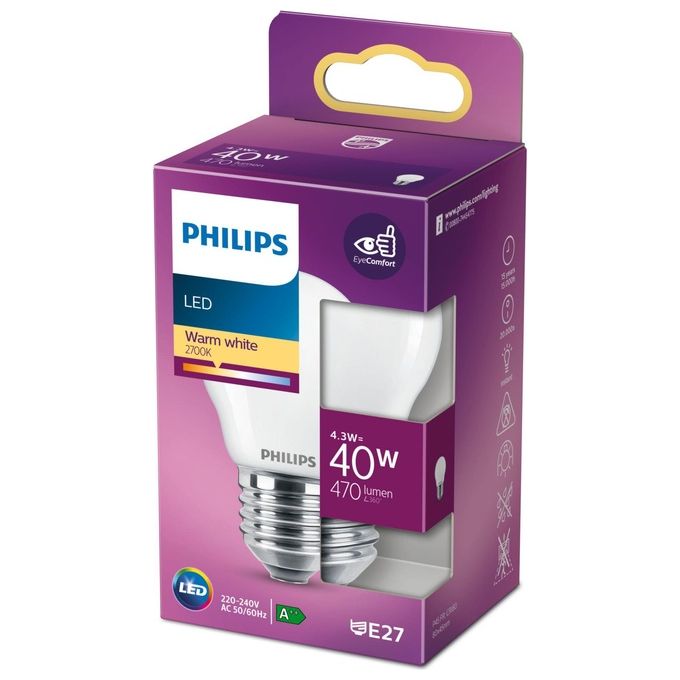 Philips Sfera Lampadina Led 40W e27 Luce Bianco Caldo
