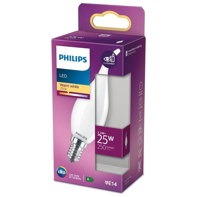 Philips Candela Lampadina Led 25W e14 Luce Bianco Caldo