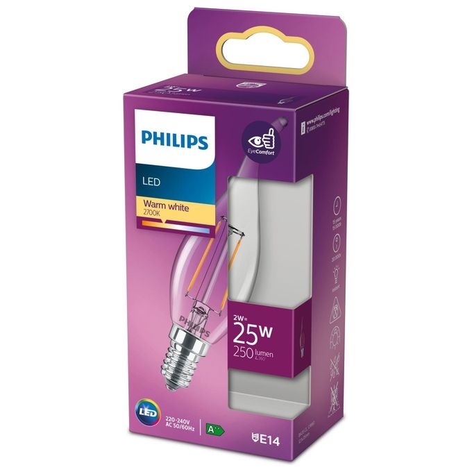 Philips Oliva Lampadina Led 25W e14 Luce Bianco Caldo