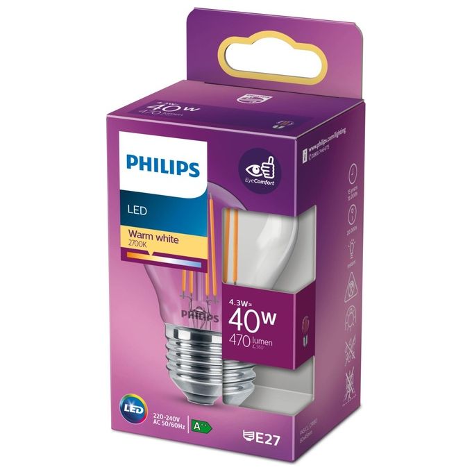 Philips Sfera Lampadina Led 40W e27 Luce Bianco Caldo