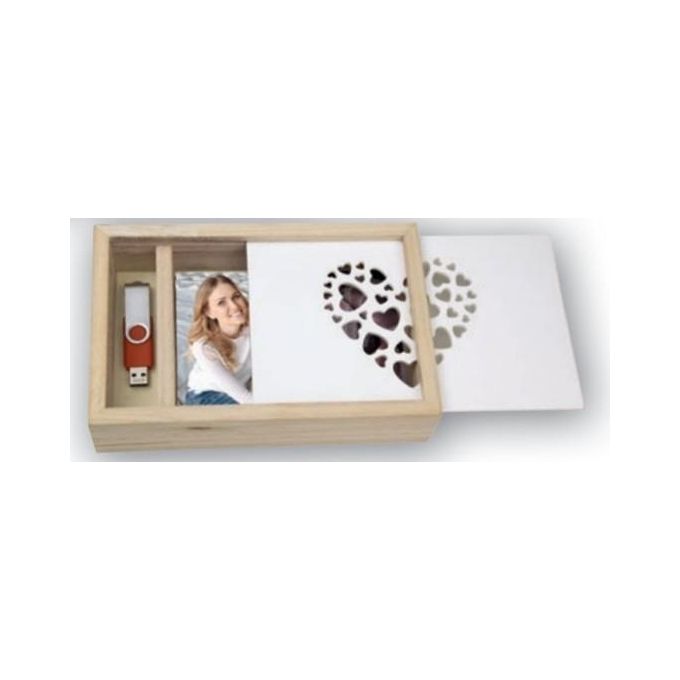 ZEP Scatola Love Box Usb 15x20cm in Legno per Foto e Stick