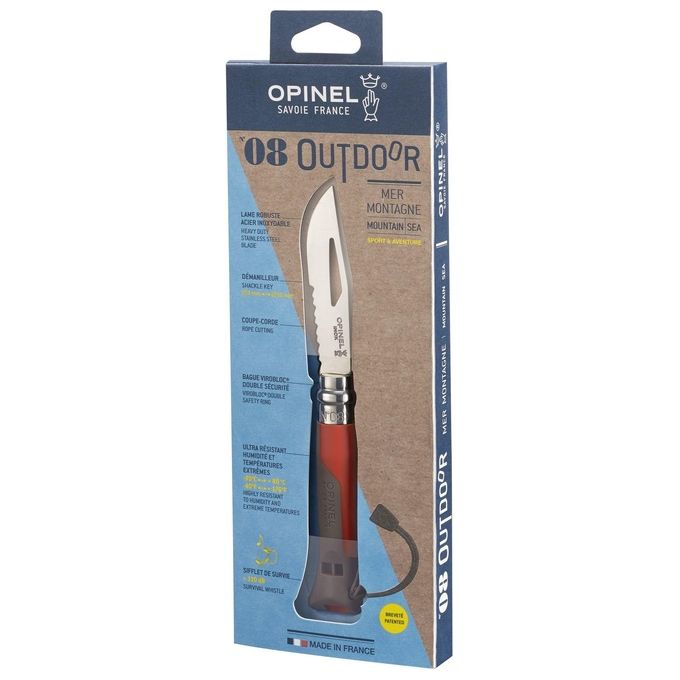 Opinel Coltello Virobloc Inox N. 8 Outdoor Rosso