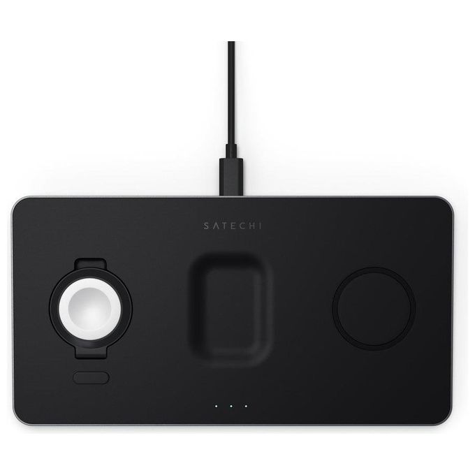 Satechi ST-X3TWCPM Statione di Ricarica Wireless per iPhone AirPods Apple Watch 15 W con Porta USB-C 24 W colore Nero