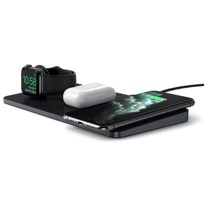 Satechi ST-X3TWCPM Statione di Ricarica Wireless per iPhone AirPods Apple Watch 15 W con Porta USB-C 24 W colore Nero
