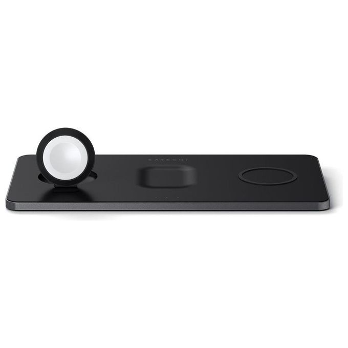 Satechi ST-X3TWCPM Statione di Ricarica Wireless per iPhone AirPods Apple Watch 15 W con Porta USB-C 24 W colore Nero