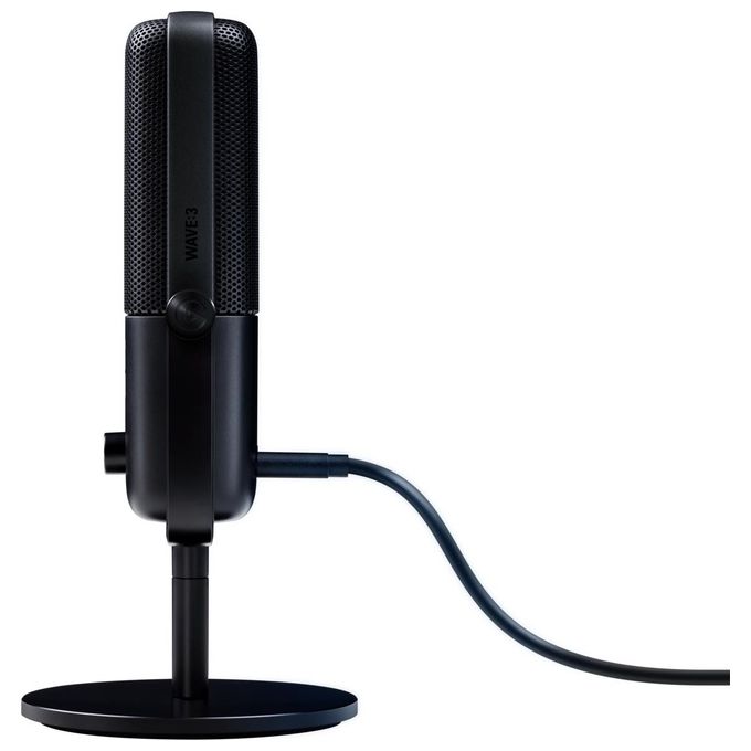 Elgato 10MAB9901 Wave:3 Microfono USB da Tavolo 24 bit 96 kHz Capsula Cardioide Clipguard Software Wave Link incluso colore Nero