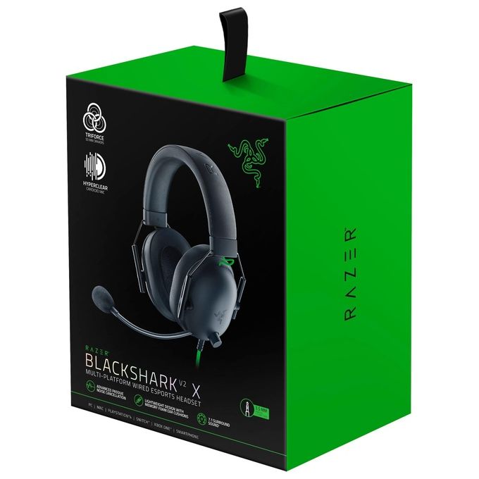 Razer Blackshark V2 X Cuffia Padiglione Auricolare Nero-Verde