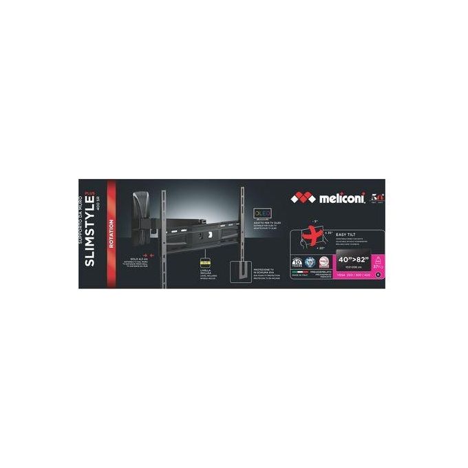 Meliconi SLIMSTYLE PLUS 400 SR per Tv da 40'' a 80'' max 40Kg 2 Snodi Vesa 200-300-400 mm