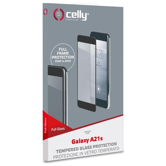 Celly Full Glass per Samsung a21s Nero