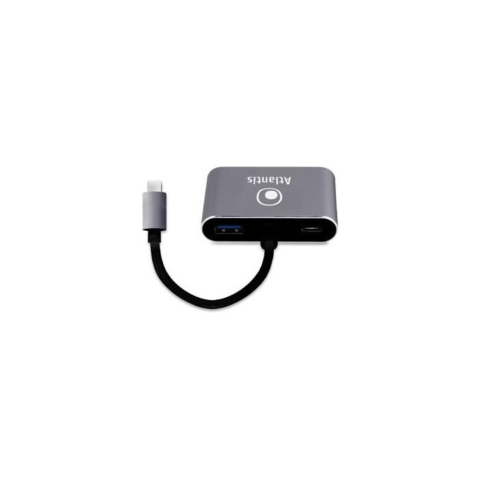 Atlantis Land A04-TC_HD+V+PD Hub di Interfaccia Usb 3.2 Gen 1 Type-C Grigio