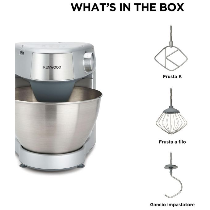 Kenwood KHC29.A0SI Prospero+ Impastatrice Planetaria 1000W Ciotola 4,3L 8 Velocita' Paraschizzi colore Argento