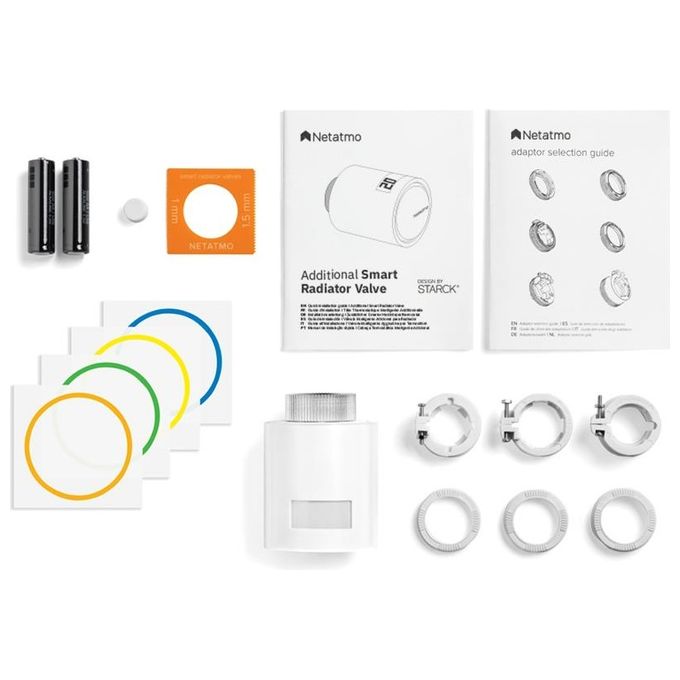 Netatmo NBU-NTH-NAV Kit Termostato Intelligente 3 Valvole Termostatiche Wi-Fi RF Alexa Google HomeKit colore Bianco
