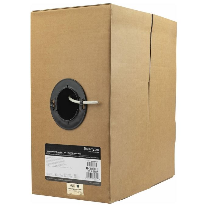 StarTech Rotolo in serie di cavi riser UTP solidi CMR Cat5e, 304,8 m, colore grigio