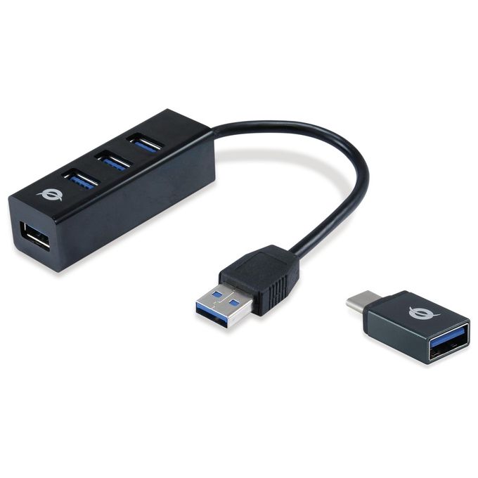 Conceptronic HUBBIES04B Hub di Interfaccia Usb 3.2 Gen 1 Type-A 5000Mbit-s Nero
