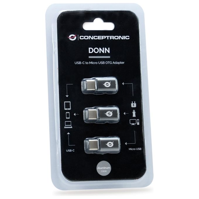 Conceptronic Adattatore OTG per Usb-C a Micro Usb Confezione da 3
