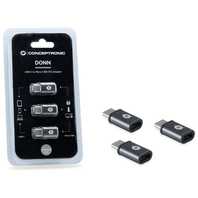 Conceptronic Adattatore OTG per Usb-C a Micro Usb Confezione da 3