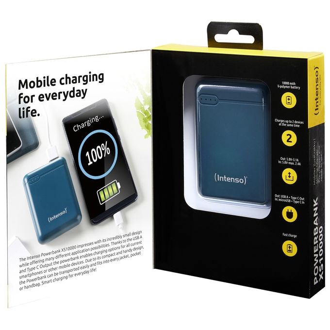 Intenso Powerbank XS 10000 Caricabatterie Portatile 10000mAh Petrol