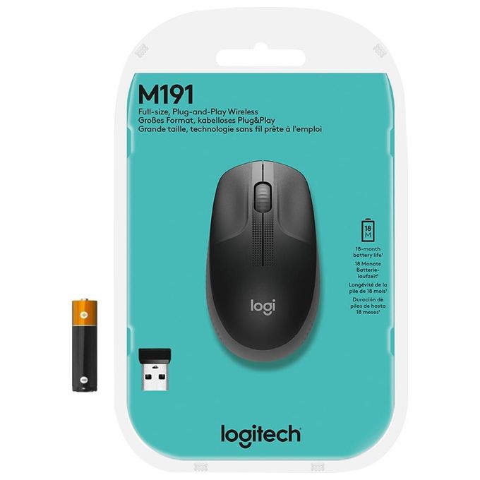 Logitech M190 Mouse Rf Wireless Ottico 1000 Dpi Ambidestro Nero