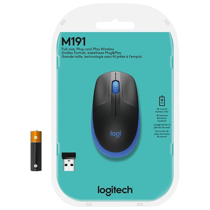 Logitech M190 Mouse Rf Wireless Ottico 1000 Dpi Ambidestro Blu