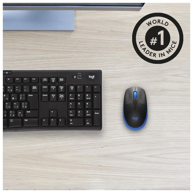 Logitech M190 Mouse Rf Wireless Ottico 1000 Dpi Ambidestro Blu