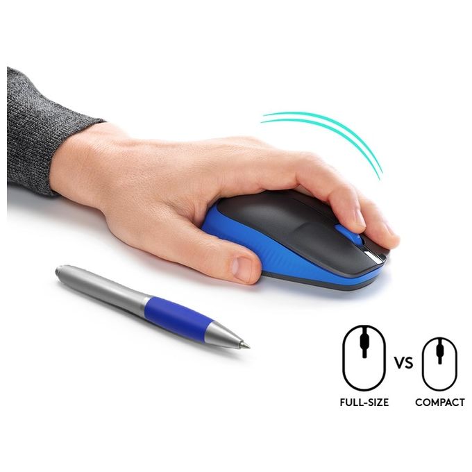 Logitech M190 Mouse Rf Wireless Ottico 1000 Dpi Ambidestro Blu