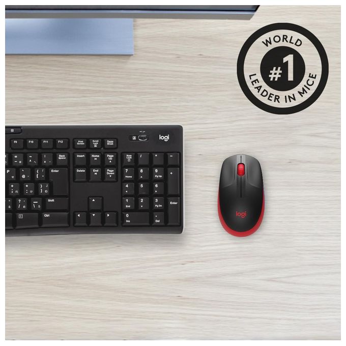 Logitech M190 Mouse Rf Wireless Ottico 1000 Dpi Ambidestro Rosso