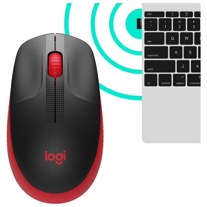 Logitech M190 Mouse Rf Wireless Ottico 1000 Dpi Ambidestro Rosso