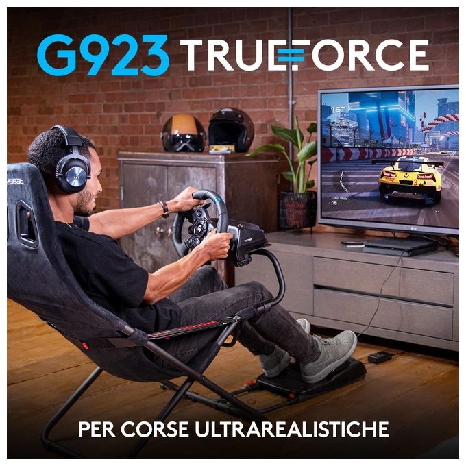 Logitech G923 Volante da Corsa con Pedali TRUEFORCE 900° Ritorno di Forza PS5 PS4 PC colore Nero