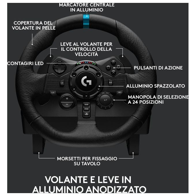 Logitech G923 Volante da Corsa con Pedali TRUEFORCE 900° Ritorno di Forza PS5 PS4 PC colore Nero