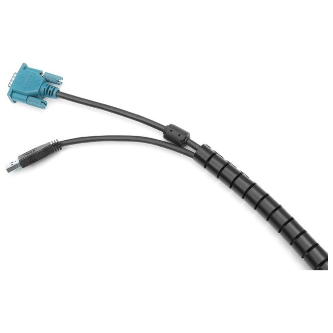 Digitus DA-90508 Guaina Intrecciata per Cavi Spirale Flessibile 5 m con Attrezzo Inserimento Scrivania Parete colore Nero