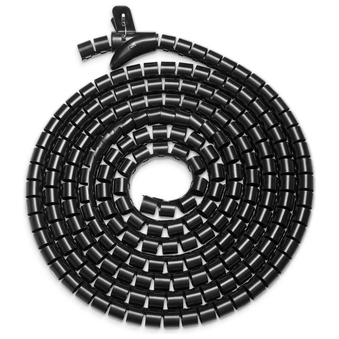 Digitus DA-90508 Guaina Intrecciata per Cavi Spirale Flessibile 5 m con Attrezzo Inserimento Scrivania Parete colore Nero
