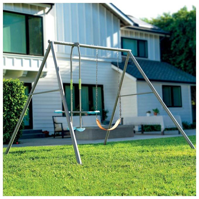 Intex 44122 Altalena Swing Set Grigia Seggiolino e Dondolo 249x249x203 cm Bimbo Grigio