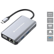 Conceptronic DONN21G Docking Station 7 in 1 USB 3.2 Gen 1 HDMI VGA GbE LAN USB A 3.0 x3 100 W USB PD colore Grigio