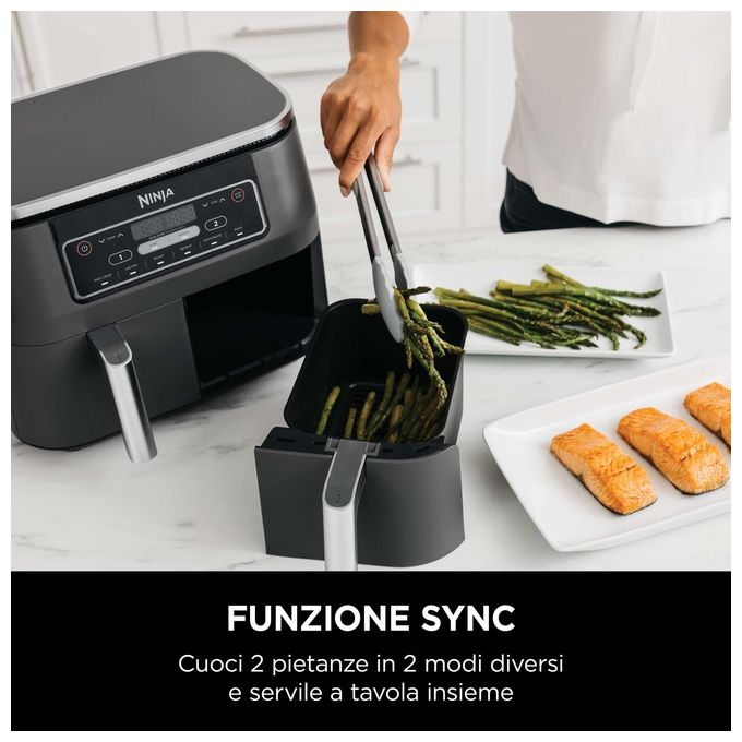 Ninja AF300EU Friggitrice ad aria 7,6 L 2470 W Dual Zone 6 programmi Display digitale colore Nero
