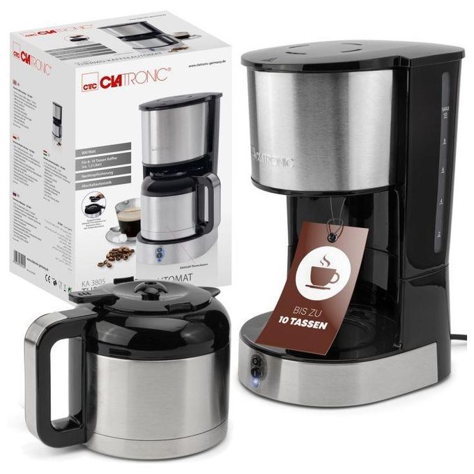 Clatronic 264004 KA 3805 Macchina da caffe' con filtro 1,2 L 800 W caraffa termica in acciaio inox colore Nero