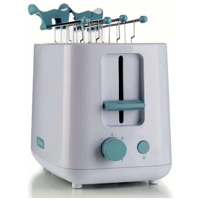 Ariete 157 Tostapane Breakfast 760W 2 Fette Pinze in Acciaio Inox 7 Livelli di Doratura Pulsante Stop Tocco Freddo Bianco