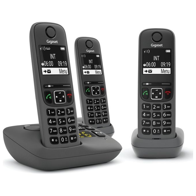 Gigaset AE690A Telefono Cordless DECT Trio Segreteria Telefonica Vivavoce Rubrica 100 Voci colore Antracite