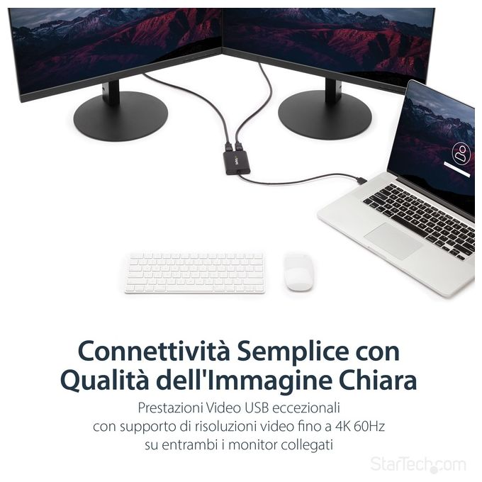 Startech USB32DP24K60 Adattatore Usb a Due Displayport 4k 60Hz Usb 3.0 5Gbps