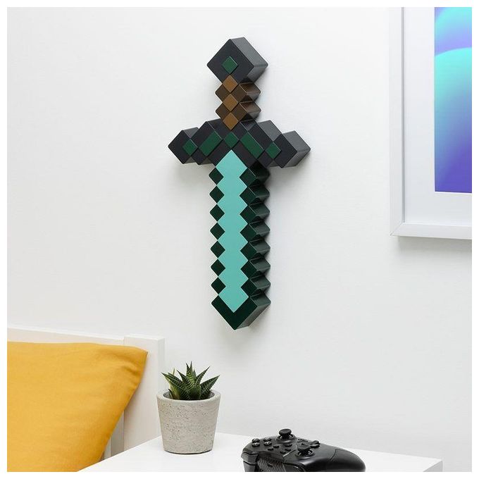 Paladone PP12711MCF Lampada Diamond Sword Minecraft 40 cm 3 modalita' illuminazione USB-C colore Verde Nero