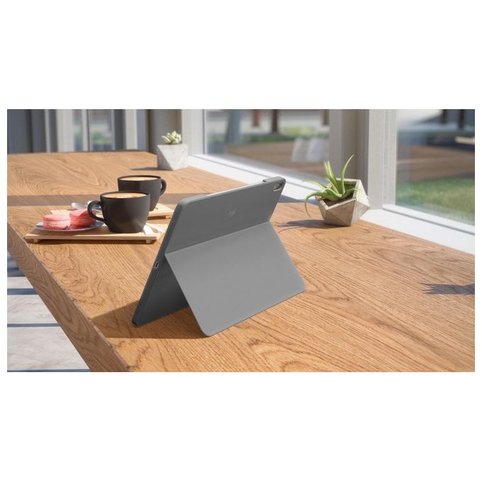 Logitech 920-012633 Combo Touch Custodia con Tastiera per iPad Air 11'' QWERTY Italiano Smart Connector Trackpad Retroilluminata colore Grigio