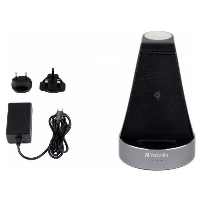 Verbatim 49555 WCS-01 Caricatore Wireless Interno Universale 20 W con Adattatore AC Cavo 1,5 m colore Nero