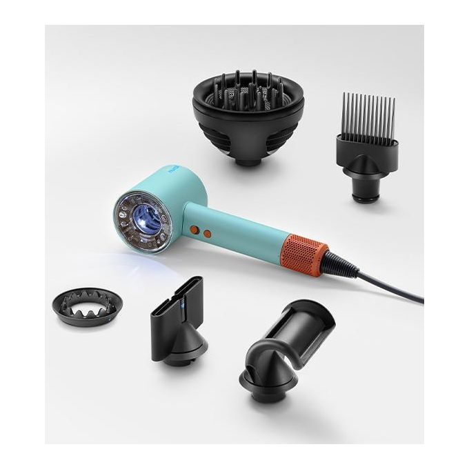 Dyson 515276-01 Supersonic Nural Asciugacapelli 1600W Motore V9 3 Velocita' 4 Temperature con Accessori colore Blu Arancione