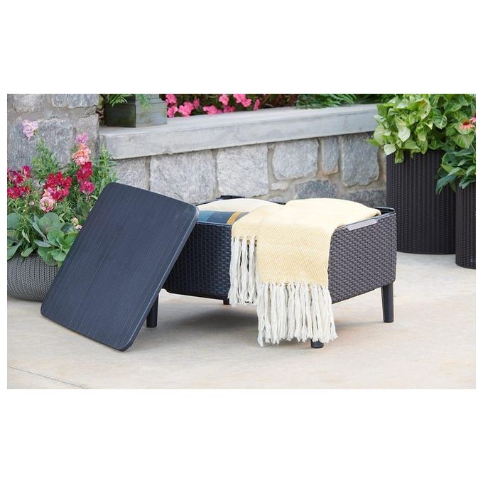 Keter 253220 Salemo Salottino da Esterno 4 Posti Divano 2 Poltrone Tavolino Polipropilene Effetto Rattan colore Grafite