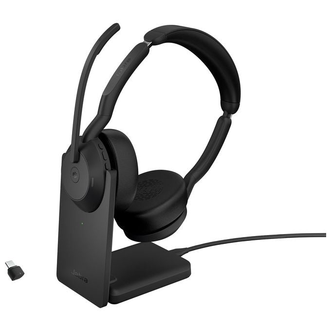 Jabra 25599-999-889 Evolve2 55 Auricolare Wireless Bluetooth 5.2 USB-C Padiglione Ufficio ANC 18h Microsoft Teams colore Nero