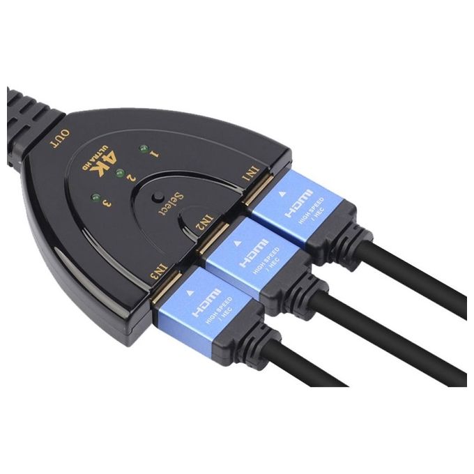 Techly 360042 Switch Hdmi 3x1 Pigtail 4K Nero