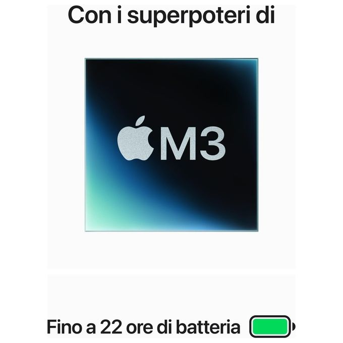 Apple MXE13T-A MacBook Pro Portatile con chip M3 CPU 8-core GPU 10-core 16GB 1TB SSD colore Argento