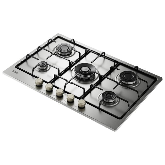 De longhi piano cottura a gas ylg 75 f 5 fuochi 75 cm acciaio inox griglie smaltate
